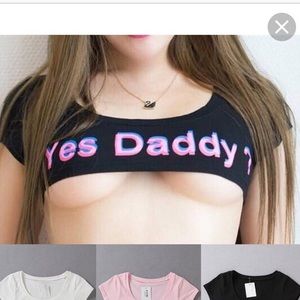 Women’s Black Pink Yes Daddy Short Shirt One Size